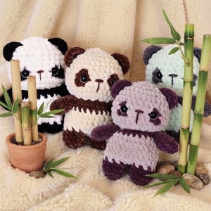 Padrão de crochê de panda gordinho, crochê de panda kawaii, padrão de panda pequeno