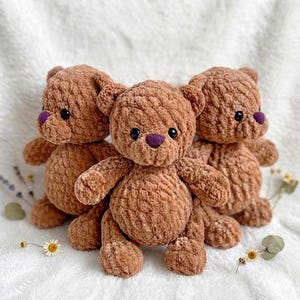 Virkmönster för amigurumi-nalle, handledning för liten plyschnyckelring, gosedjur i PDF-format