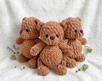 Amigurumi Teddy Bear Crochet Pattern, Little Plush Keychain Tutorial, Stuffed Animal PDF