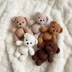 Virkmönster för amigurumi-nalle, handledning för liten plyschnyckelring, gosedjur i PDF-format