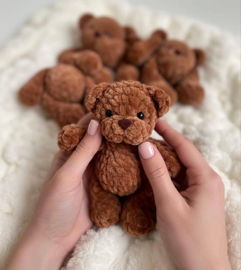 Amigurumi Teddy Bear Crochet Pattern, Little Plush Keychain Tutorial, Stuffed Animal PDF image 7