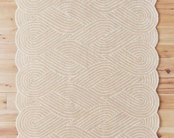 Alfombra de lana con mechones hecha a mano en color rosa Rissa de Anthropologie para dormitorio, sala de estar, oficina, cocina, guardería, entrada, alfombras modernas.