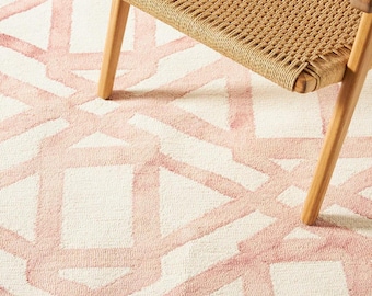 Anthropologie Lilly Handmade Tufted Wool Viscose Area Rug for Bedroom Livingroom Office Kitchen Nursery Entryway Flower Rugs,