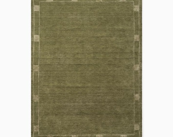 Pierce & Ward Deco Border Handwoven Wool Rug, Modern Handmade Rugs and Carpets for living room and bedroom Rugs,