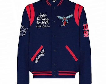 Delaware State Hornets Varsity Jacke Navy Red Letterman DSU College Bomber Handmade Unisex Oberbekleidung