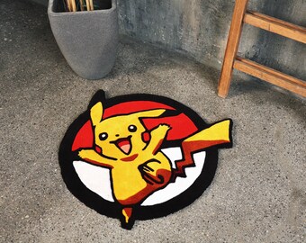 Handmade Electric Mouse Tufted Rug | Anime Gaming Decor
