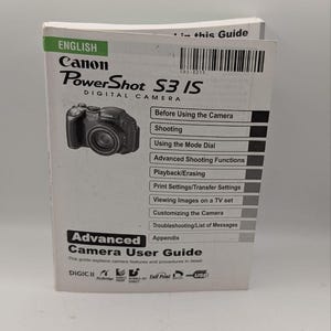 Canon PowerShot S3 IS Advanced User Guide Manual – Official English 2006 Camera Reference Book