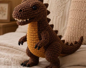 T-Rex Dinosaur Crochet PDF Pattern – Realistic Dino Amigurumi, Detailed Instructions, Handmade Toy for Kids, Instant Download