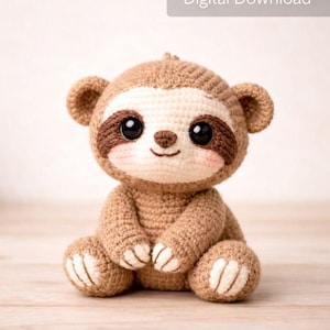 Patrón de perezoso amigurumi en PDF: adorable perezoso de crochet. Tutorial paso a paso para amigurumi. Descarga instantánea.
