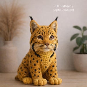 Realistic Lynx Amigurumi Crochet Pattern PDF – Wild Cat Plush Toy – Lifelike Bobcat Forest Animal – Detailed DIY Soft Sculpture Pattern