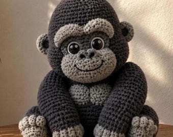 Crochet Gorilla Pattern PDF, Amigurumi Monkey Toy, Jungle Animal Crochet, DIY Plush Pattern, Instant Download Gift