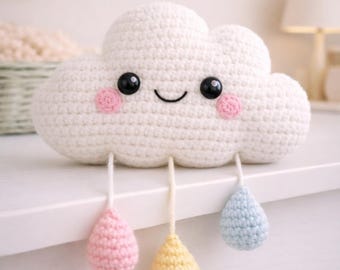 Amigurumi Cloud Window Hanging Pattern PDF – Cute Crochet Cloud 20–25 cm – Nursery Window Decor – Digital Download