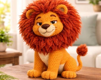 Lion Crochet Pattern PDF, Amigurumi Lion Toy, Safari Animal Plush, Beginner Friendly, Fluffy Mane Lion, Digital Download, DIY Gift Toy