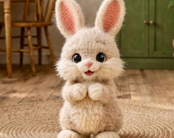 Cute Bunny Crochet Pattern PDF, Fluffy Rabbit Amigurumi, Plush Bunny Toy, Beginner Crochet Animal, Stuffed Bunny DIY, Digital Gift Pattern
