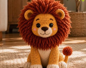 Realistic Lion Crochet Pattern, Amigurumi Safari Toy, Fluffy Mane, Intermediate Skill (PDF Download)