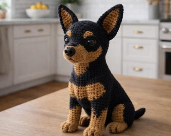 Chihuahua réaliste au crochet motif PDF, tutoriel peluche chiot Amigurumi, jouet pour chien fait main, cadeau commémoratif pour animal de compagnie, cadeau pour amoureux des chiens animal au crochet