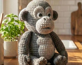 Crochet Monkey Pattern PDF Digital Download for a Cute Amigurumi Monkey, Soft Plush Toy, Easy Step by Step DIY Guide