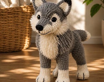 Crochet Wolf Pattern PDF Digital Download for a Realistic Amigurumi Wolf Plush Toy, Easy Step by Step DIY Guide