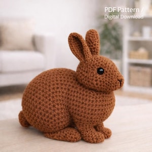 Crochet Bunny Pattern PDF Digital Download for a Cute Amigurumi Rabbit, Soft Plush Toy, Step by Step DIY Guide