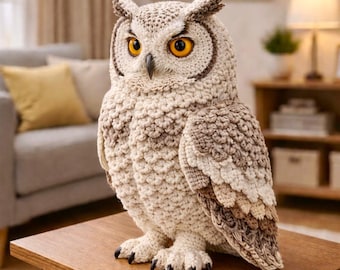 Owl Crochet Pattern PDF, Amigurumi Owl Toy, Forest Animal, Bird Lover Gift, Woodland Nursery Decor, Baby Room Decor, Handmade Plush DIY