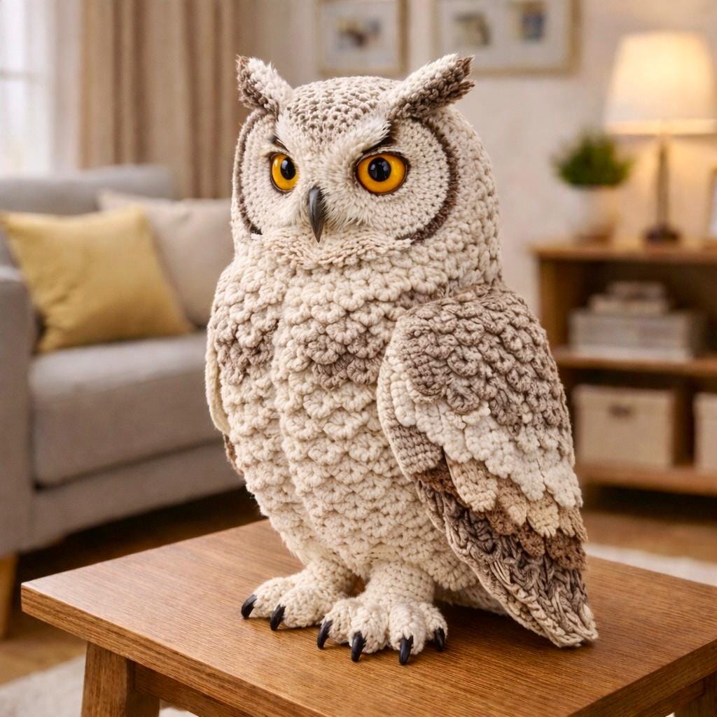 Realistic Owl Crochet Pattern PDF, Amigurumi Forest Animal Toy, Woodland Nursery Decor (PDF Download