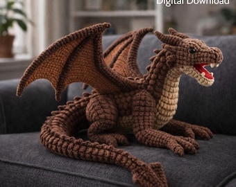 Crochet Dragon Pattern PDF – Realistic Amigurumi Tutorial – DIY Mythical Creature Plush Toy – Stuffed Animal
