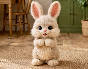 Lapin mignon motif au crochet PDF, lapin pelucheux Amigurumi, peluche lapin, animal au crochet pour débutant, lapin en peluche bricolage, modèle cadeau numérique