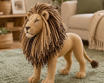 Crochet Lion Toy Amigurumi Pattern PDF, Handmade Lion Plush, Stuffed Animal, Baby Shower Gift, Kids Room Decor, Crochet Animal Toy