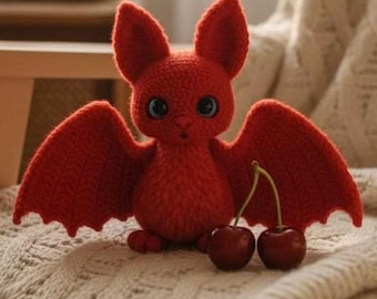 Red Bat Amigurumi Crochet Pattern PDF • Cute Kawaii Winged Plush Toy DIY • Halloween Animal Pattern • Gothic Fantasy Creature