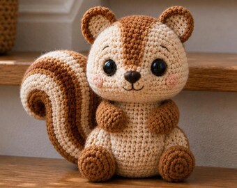 Amigurumi Squirrel Crochet Pattern PDF, Woodland Animal Toy, Forest Plush, Nursery Decor, Baby Shower Gift, Kawaii Doll, Kids Room Decor DIY