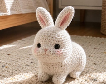 Bunny Crochet Rabbit Amigurumi Pattern PDF, Easter Bunny Toy, Soft Fluffy Bunny DIY, Kawaii Animal Crochet, Realistic Pattern Gift Idea