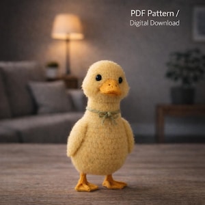 Patrón de amigurumi de pato realista en PDF: adorable patito de peluche suave. Ideal para principiantes.