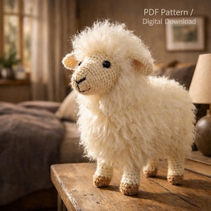 Realistic Lamb Knitting Pattern PDF – Flat Knit Stuffed Animal Sheep Toy – Beginner Friendly Farm Animal – Soft Wool Plushie DIY