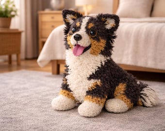 Australian Shepherd Amigurumi Dog Pattern PDF, Crochet Dog Toy, Handmade Plush Dog, Stuffed Dog, Pet Lover Gift, Realistic Cute Puppy