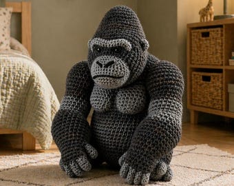 Realistic Gorilla Crochet Pattern PDF, Amigurumi Jungle Animal Toy (PDF Download)