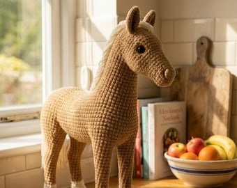 Realistic Horse Amigurumi Pattern PDF – Crochet Horse Toy Tutorial – Stuffed Animal Horse Plush Pattern – Detailed Step by Step Instructions