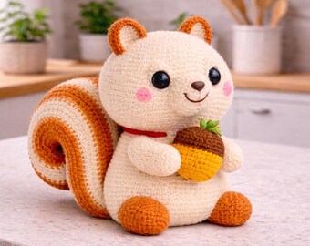Amigurumi Squirrel Crochet Pattern PDF, Woodland Animal Toy, Forest Plush, Nursery Decor, Baby Shower Gift, Kawaii Doll, Kids Room Decor DIY