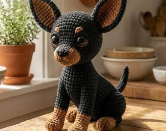 Realistic Chihuahua Amigurumi Crochet Pattern PDF – Stuffed Puppy Plush – Mini Dog Toy Tutorial – DIY Handmade Gift Idea