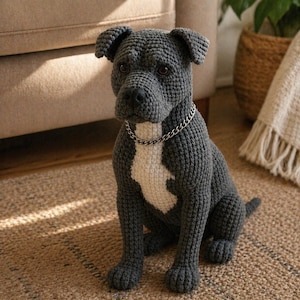 Realistic Pitbull Amigurumi Crochet Pattern, Lifelike Dog Toy PDF (Digital Download)