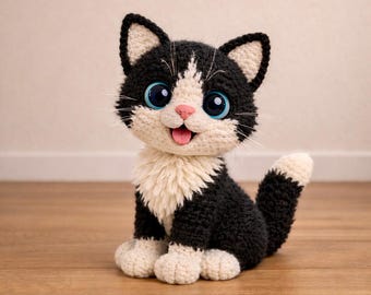 Cat Crochet Pattern PDF, Amigurumi Cat Toy, Fluffy Kitty Plush, Easy Beginner Crochet, Cute Cat Pattern, Digital Download DIY Gift Toy