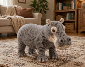 Amigurumi Hippo Crochet Pattern PDF | Cute Kawaii Hippo Plush Toy | Crochet Animal | Nursery & Kids Room Decor | Handmade Gift Idea