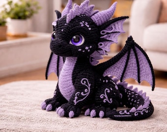 Modèle de dragon au crochet (PDF), dragon amigurumi, jouet fantastique au crochet, peluche bébé dragon, modèle de dragon à faire soi-même, téléchargement numérique, jouet fait main