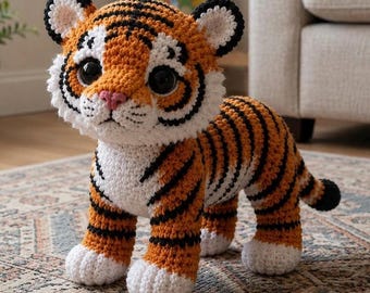 Tiger Crochet Pattern PDF, Amigurumi Tiger, Stuffed Animal Pattern, DIY Toy, Forest Animal, Crochet Tutorial, Digital Download, AmigurumiPDF