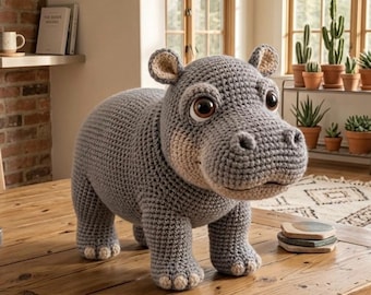 Amigurumi Hippo Crochet Pattern PDF | Cute Kawaii Hippo Plush Toy | Crochet Animal | Nursery & Kids Room Decor | Handmade Gift Idea