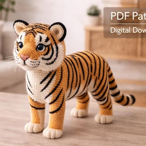 Realistic Amigurumi Tiger Pattern PDF | Standing Crochet Tiger | Digital Download | Detailed Step by Step Pattern