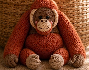 Orangutan Crochet Pattern PDF – Cute Amigurumi Monkey Plush Toy for Kids, Jungle Animal Gift Idea, Easy DIY, Digital Download