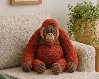 Realistic Orangutan Crochet Pattern PDF, Amigurumi Monkey Toy, Intermediate Advanced Crochet, Forest Animal DIY