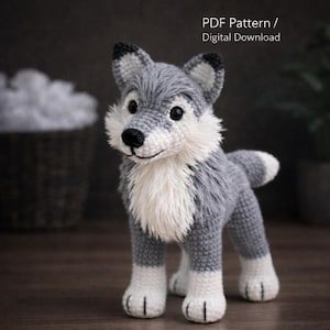 Realistischer Wolf Amigurumi PDF Häkelanleitung | Lebensechte Wolf Plüsch | Häkelanleitung für Fortgeschrittene | Digitaler Download