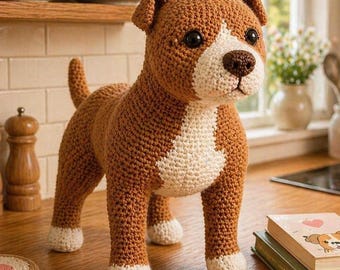 Pitbull Dog Crochet PDF Pattern – Realistic Amigurumi Puppy with Detailed Instructions, Handmade Toy for Kids, Instant Digital Download