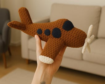 Amigurumi Airplane Crochet Pattern PDF – Plush Toy Plane Softie – Beginner Friendly DIY Aircraft Plush – Handmade Airplane Gift for Kids